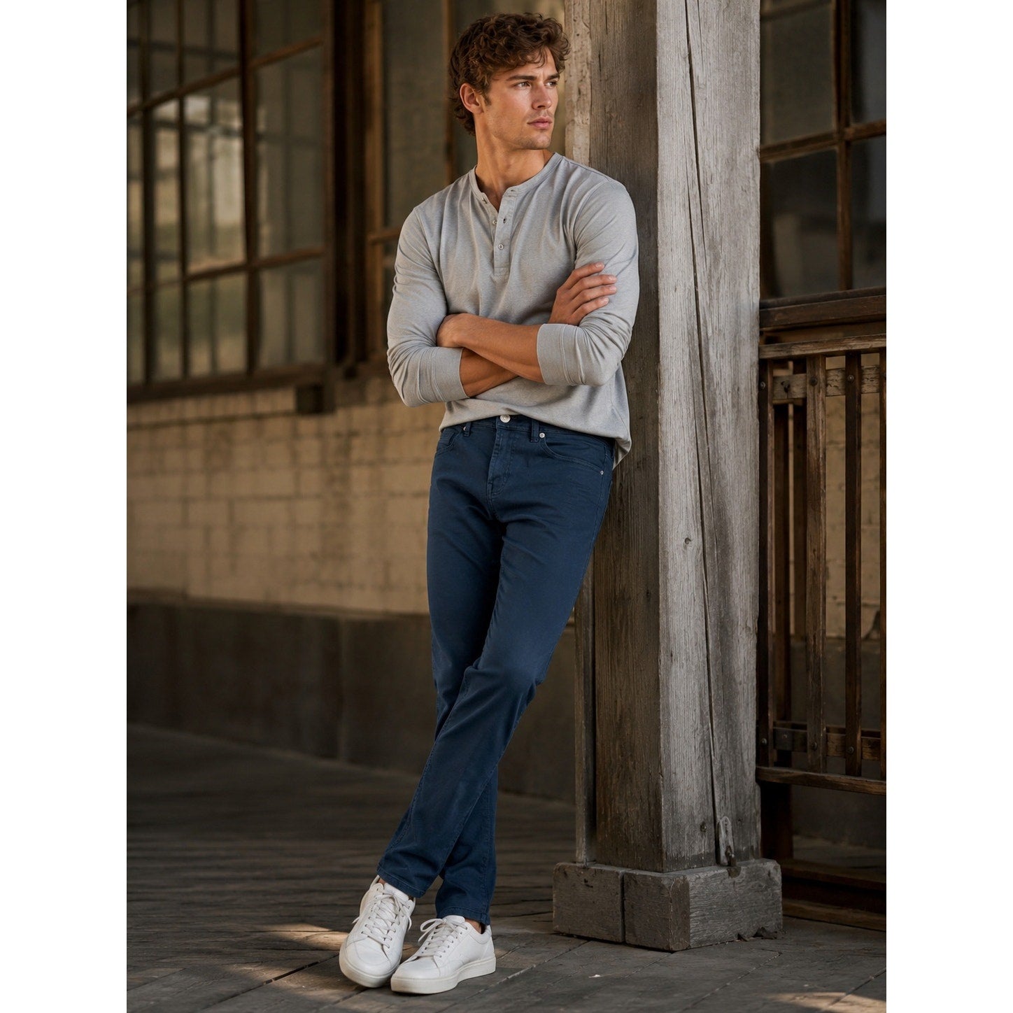 Liverpool Los Angeles Kingston Modern Straight Stretch Jean in Navy — Size 31x34