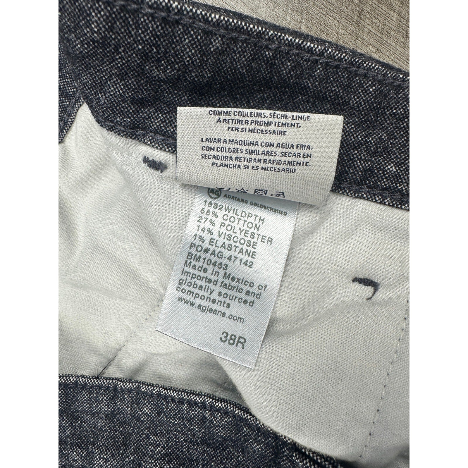 AG Adriano Goldschmied The Marshall Slim Chino Moleskin Pants in Heather Black — Size 38R // Preowned