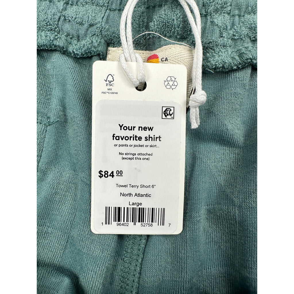 Marine Layer Towel Terry 6" Shorts in North Atlantic Green — Size Large
