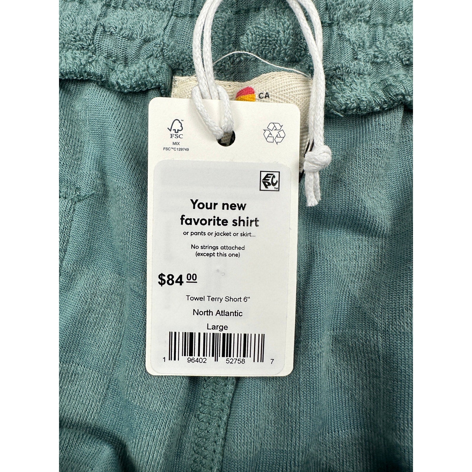 Marine Layer Towel Terry 6" Shorts in North Atlantic Green — Size Large
