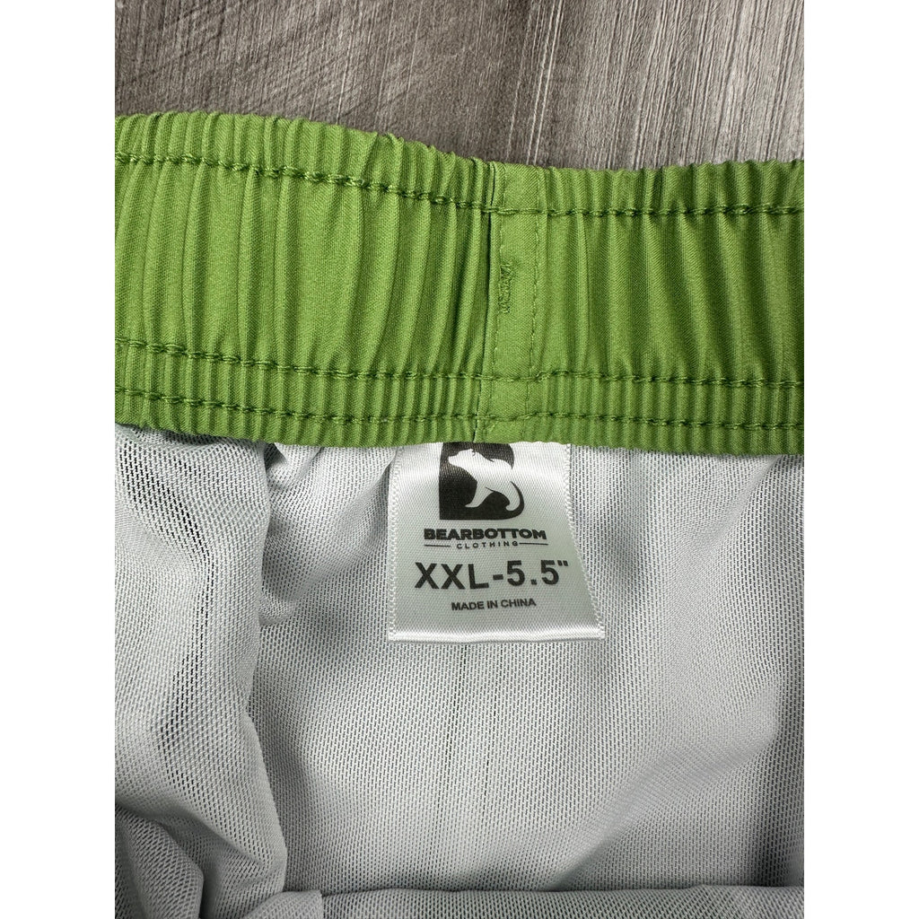 Bear Bottom Current 5.5" Stretch Swim Trunk in Green and Purple — Size 2XL // Preowned
