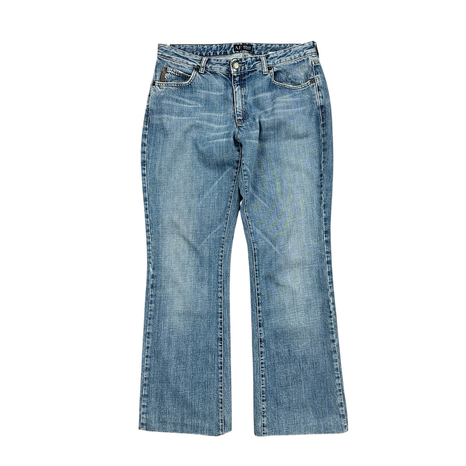 Armani Jeans Vintage 90s Y2K Eagle Logo Indigo 003 Series Bootcut Jeans in Blue — Size 32 // Preowned