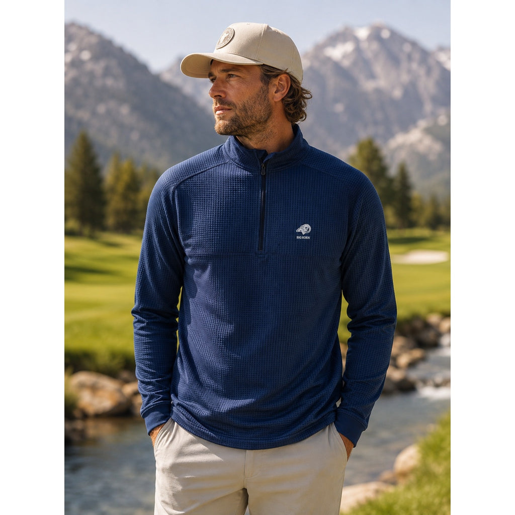 Straight Down Big Horn Golf Optic Quarter Zip Pullover in Navy — Size XL // Preowned