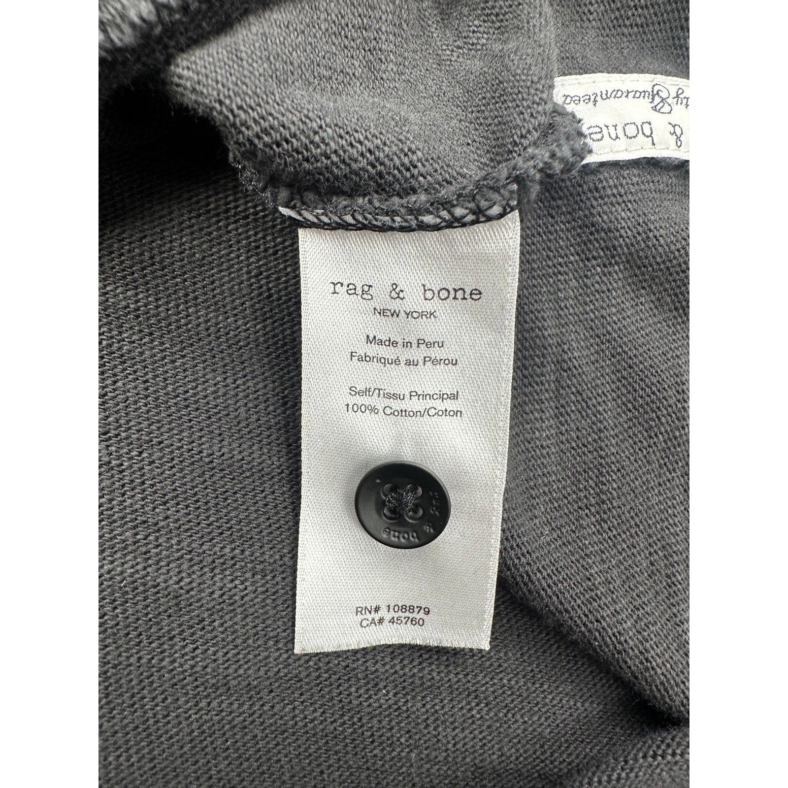 Rag & Bone Slub Pique Cotton Polo in Black — Size Medium // Preowned