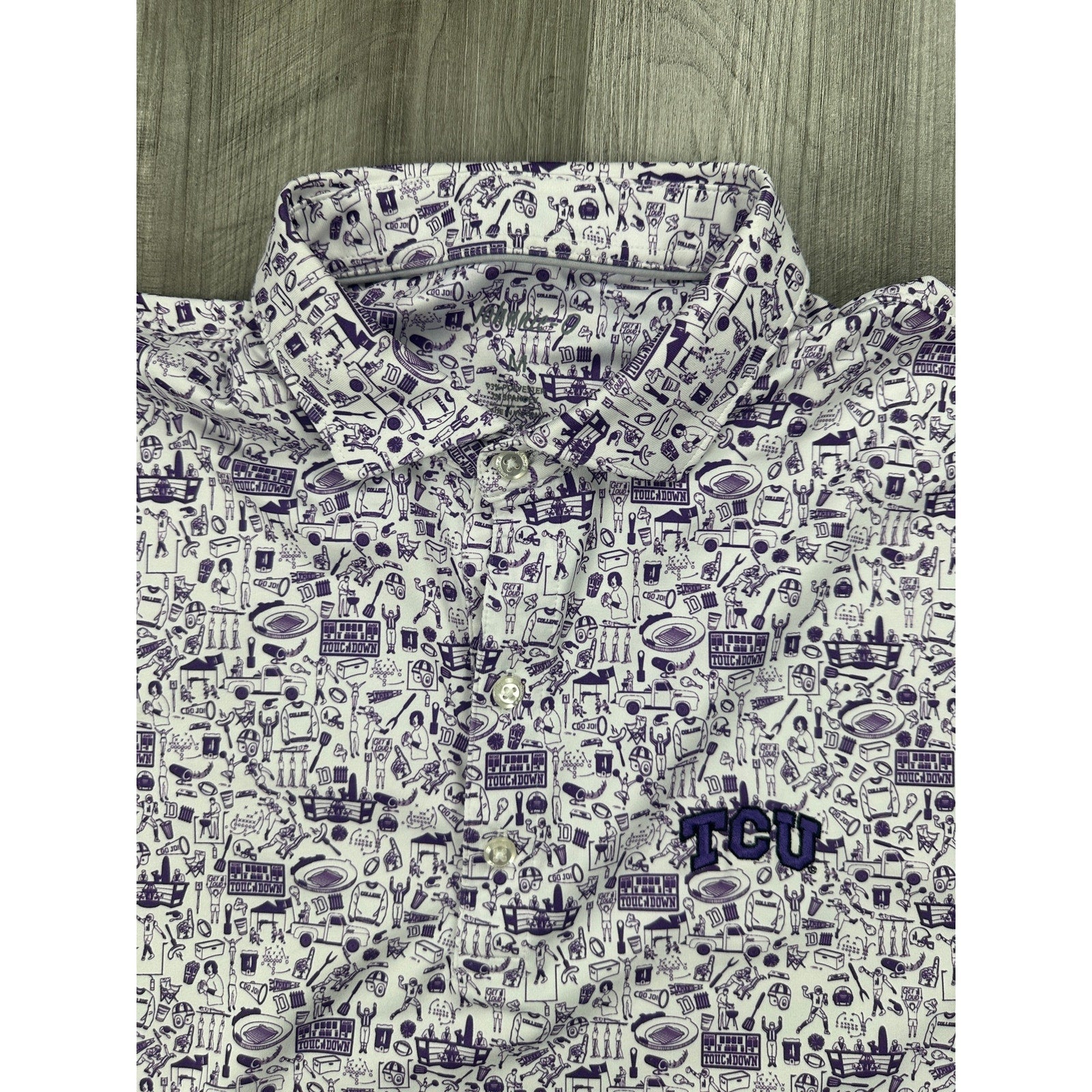 Johnnie-O TCU Horned Frogs Birdie Jersey Golf Polo in Purple and White — Size Medium // Preowned