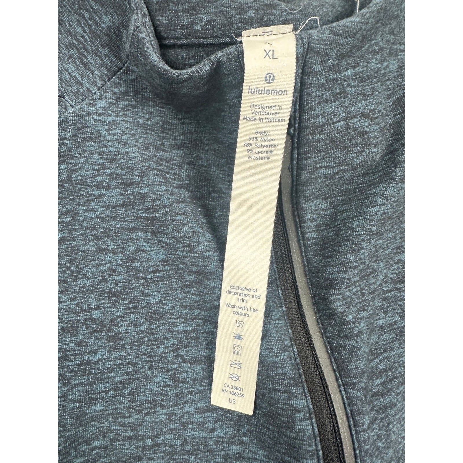 Lululemon Smooth Spacer Quarter Zip Pullover in Heather Dark Teal — Size XL