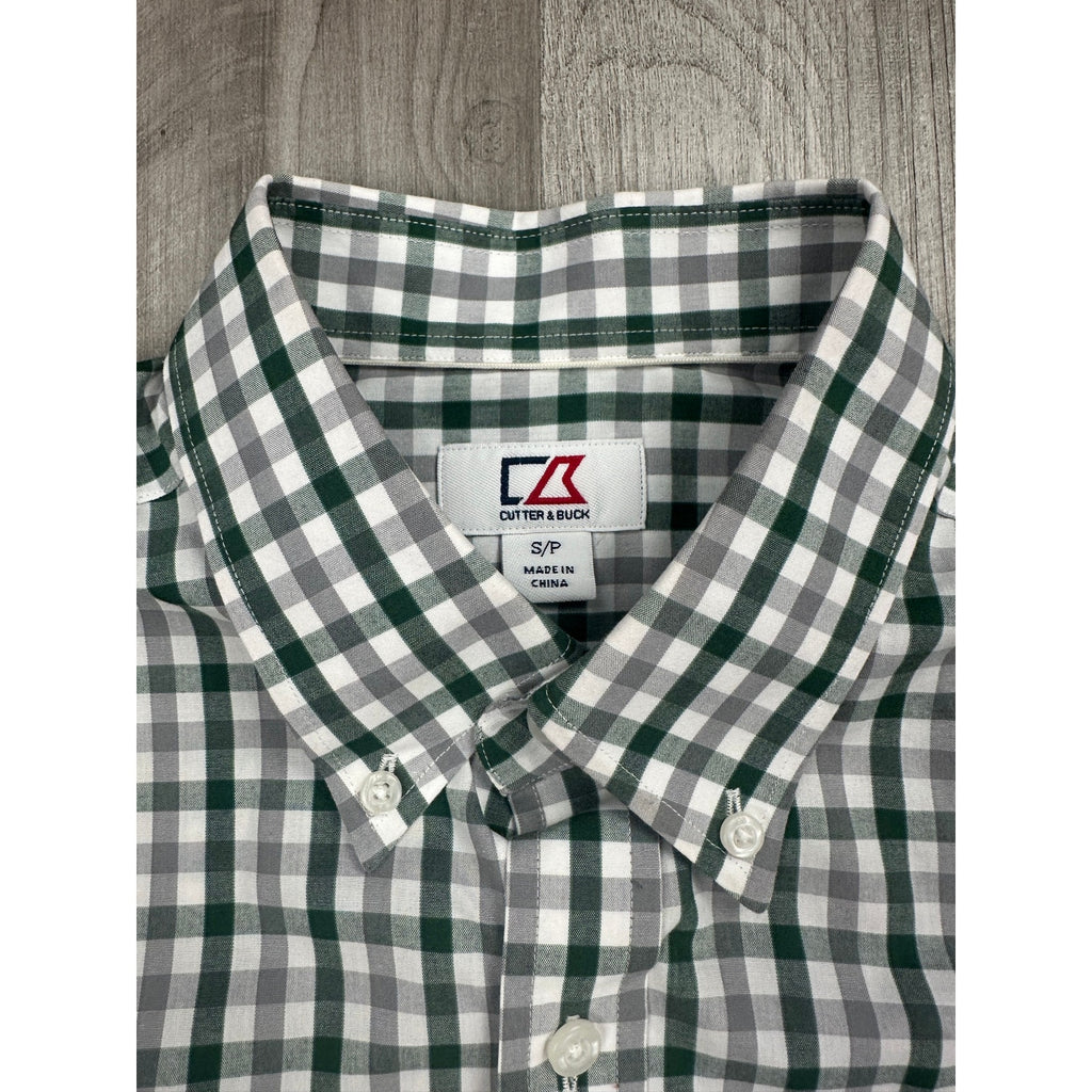 Cutter & Buck Michigan State Spartans Gingham Check Long Sleeve Button Down Shirt — Size Small // Preowned
