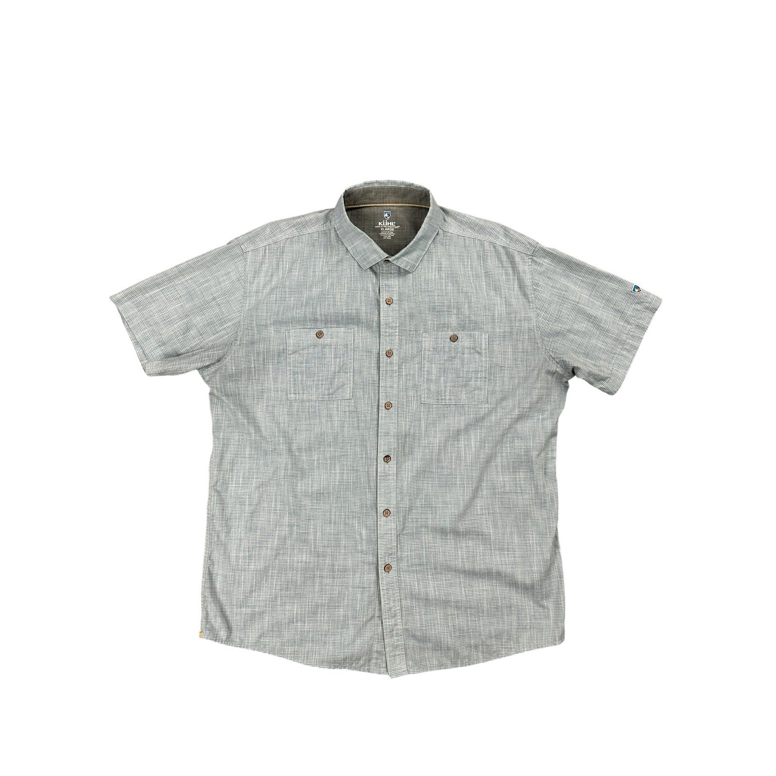 Kuhl Karib Short Sleeve Button Down in Blue Gray and White — Size XL // Preowned