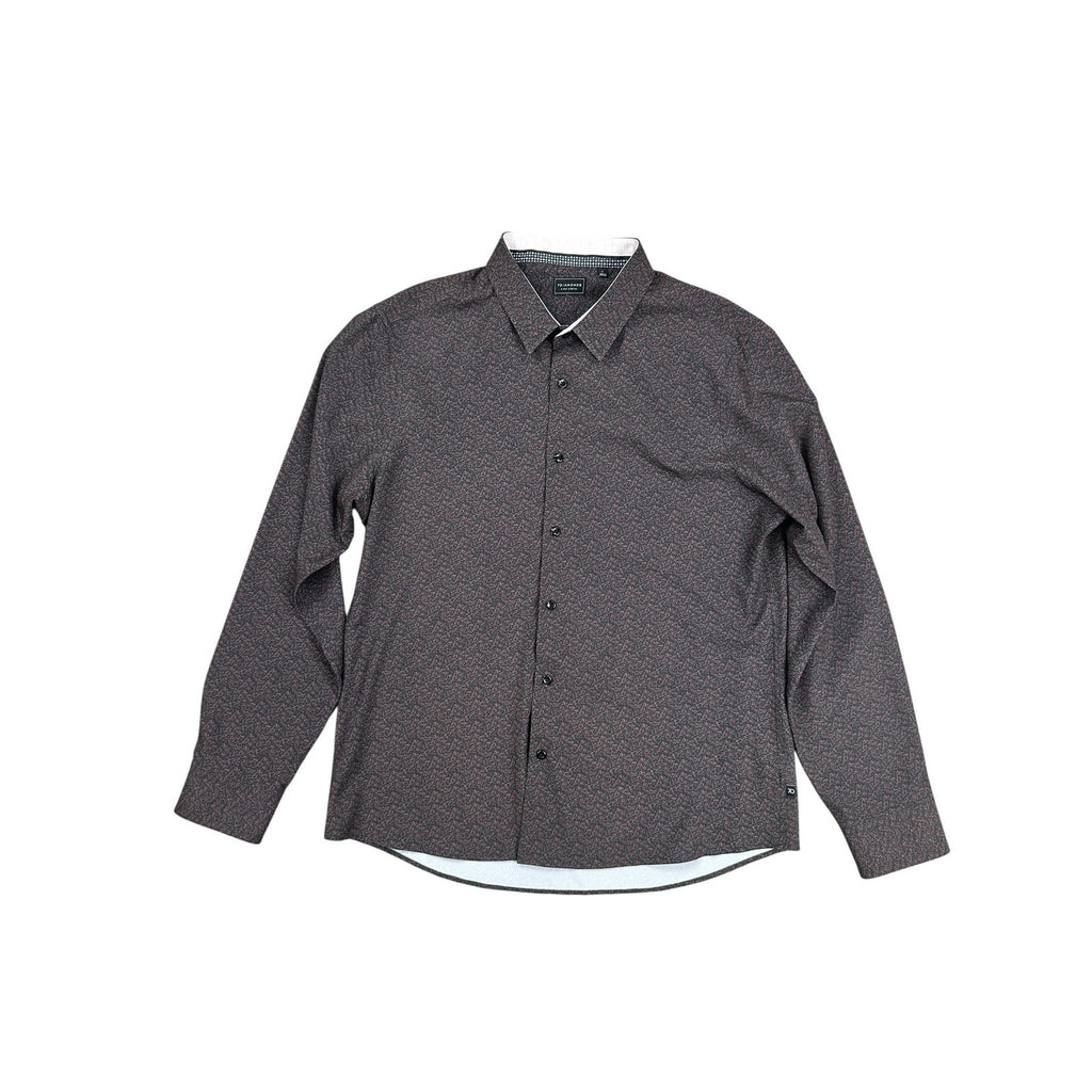7 Diamonds Memphis Sky 4-Way Stretch Woven Long Sleeve Button Down in Black Mud Brown Light Blue — Size Large // Preowned