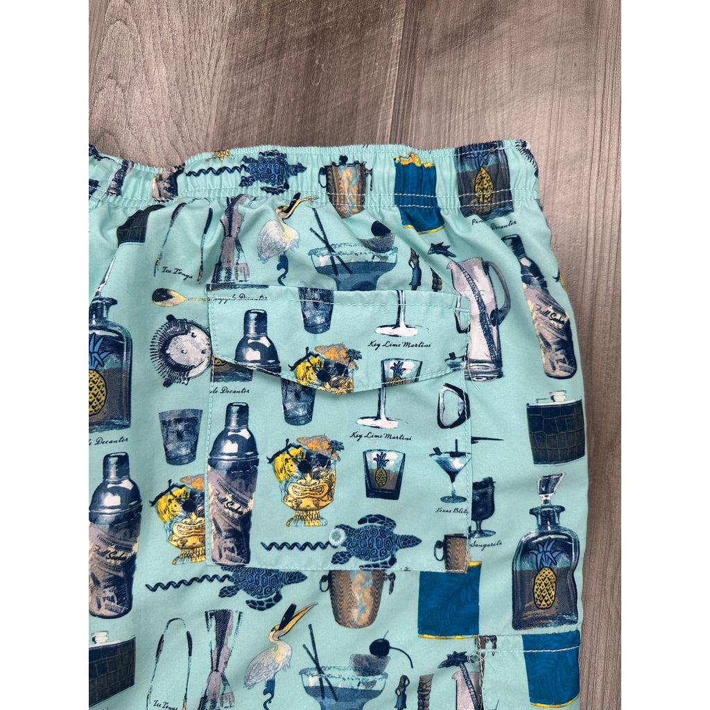 Tommy Bahama Aloha Cocktail Bar Swim Trunks in Mint Green — Size 2XL // Preowned