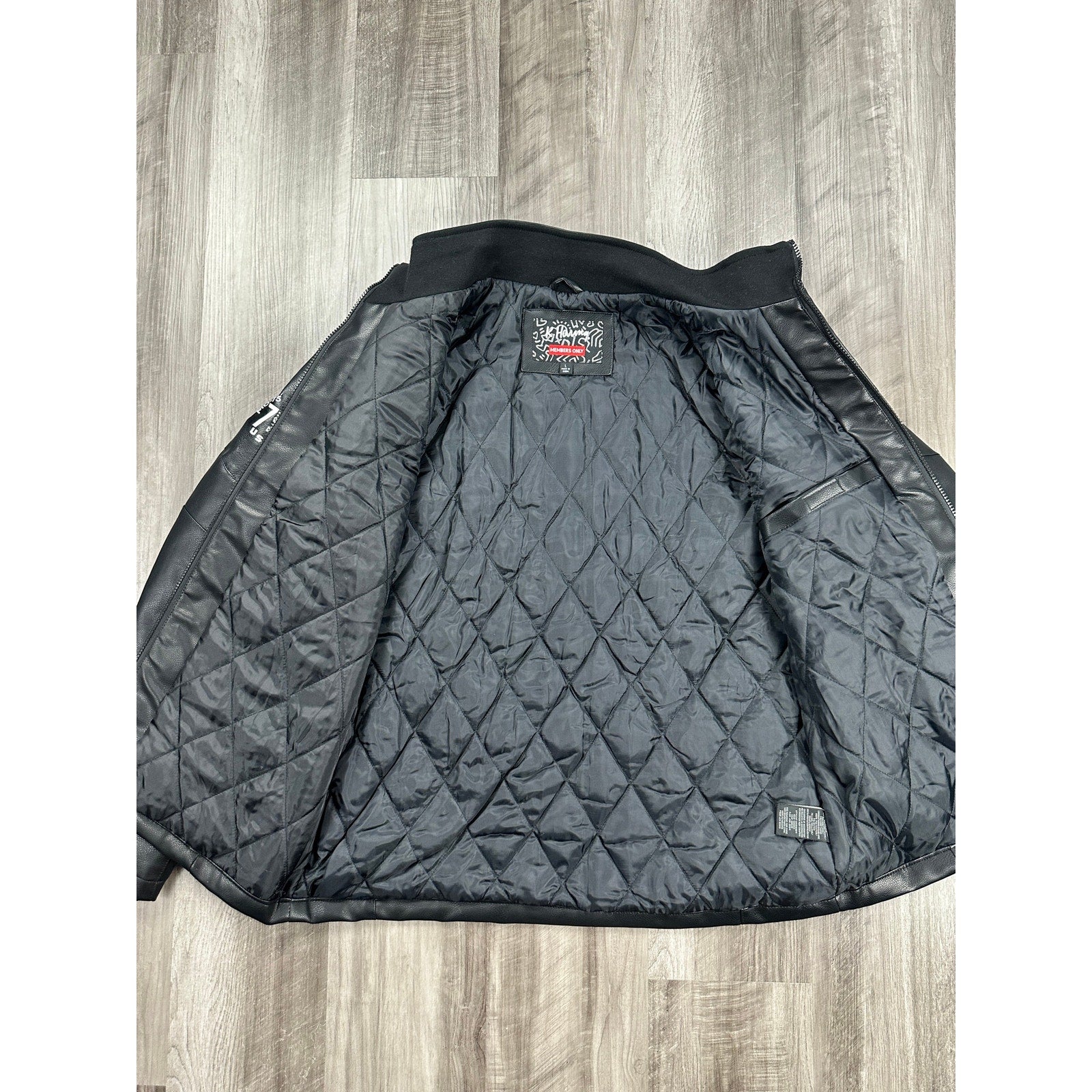 Members Only x Keith Haring Paradise Garage Racing Faux Leather Jacket in Black — Size Large