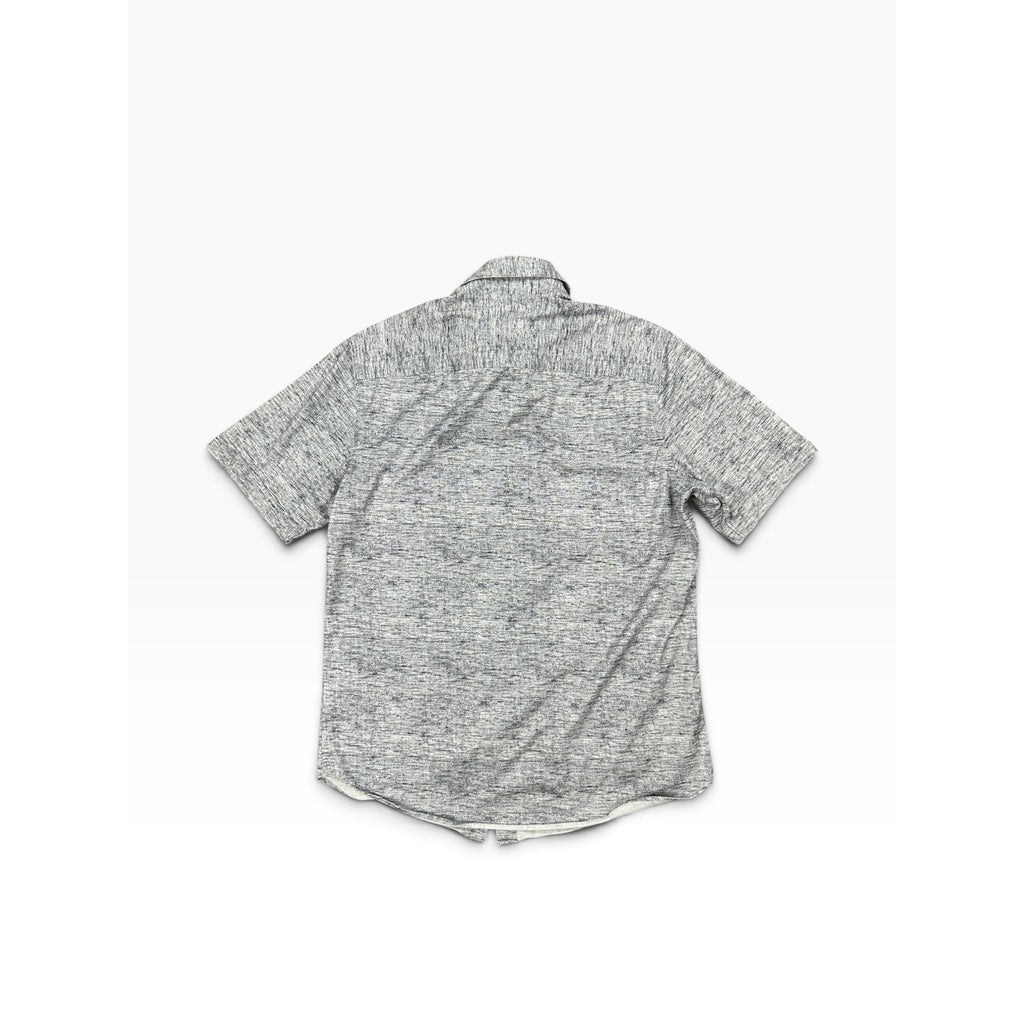 Bugatchi OoohCotton 8 Way Stretch Short Sleeve Shirt in Navy — Size Medium // Preowned