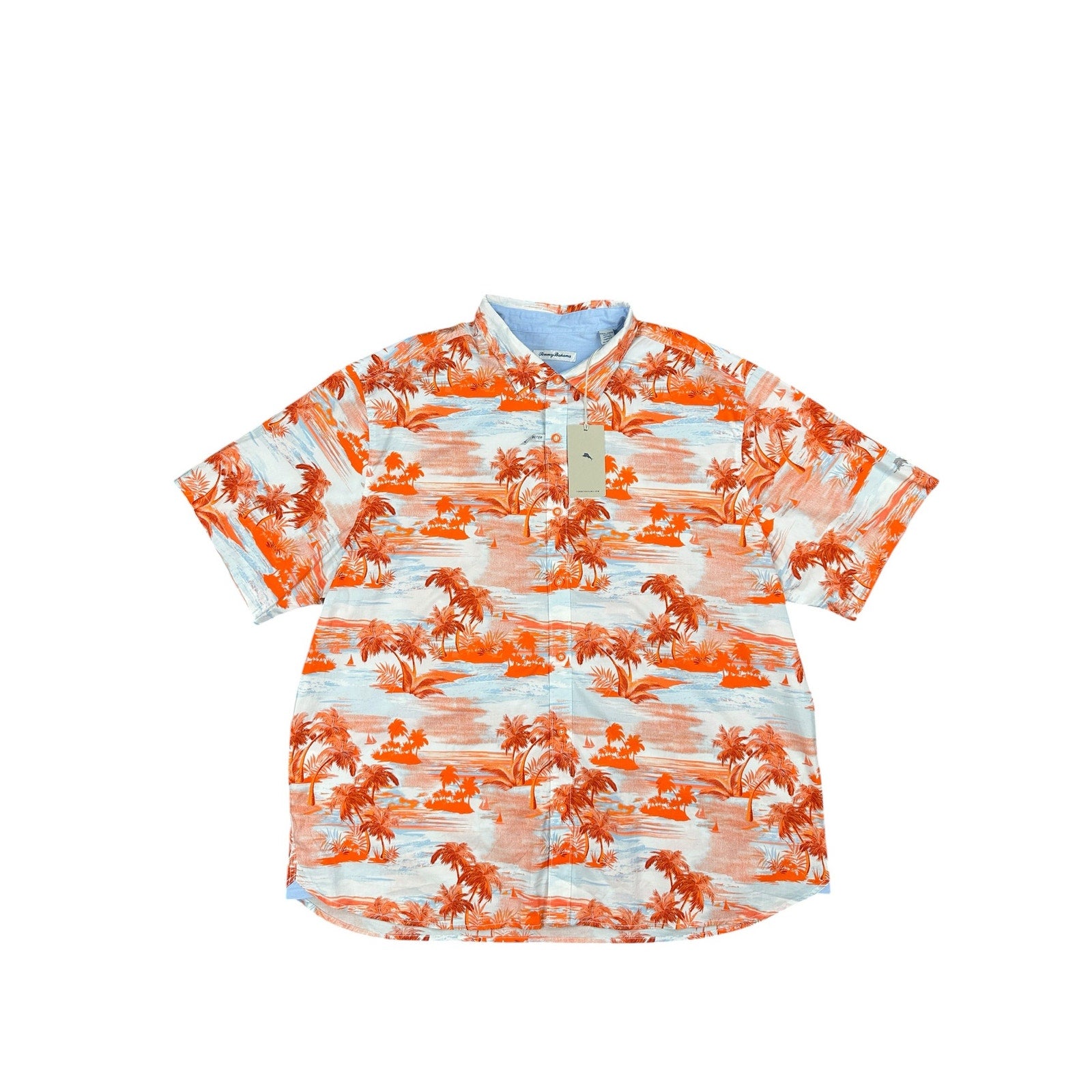 Tommy Bahama Sport Tropical Horizons Stretch Short Sleeve Camp Shirt in Spicy Orange — Size 3XL