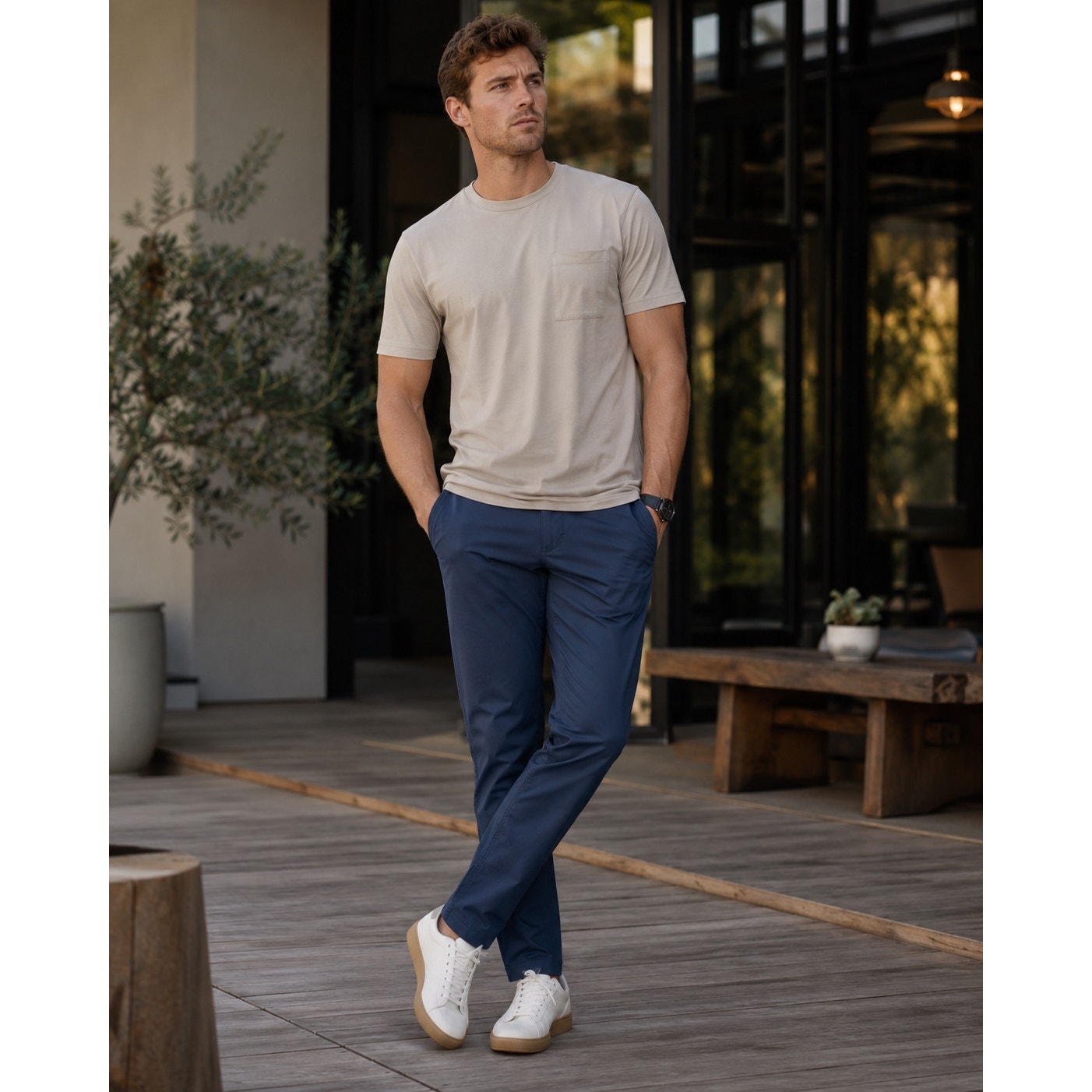 Western Rise Evolution Performance Chino Pants in Navy — Size 36 // Preowned