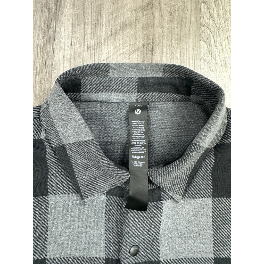 Lululemon Mason's Peak Soft Flannel Overshirt in Gray, Black — Size XL // Preowned