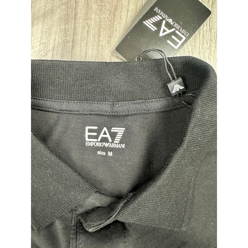 Emporio Armani EA7 Core Shield Collection Polo Shirt in Black — Size Medium