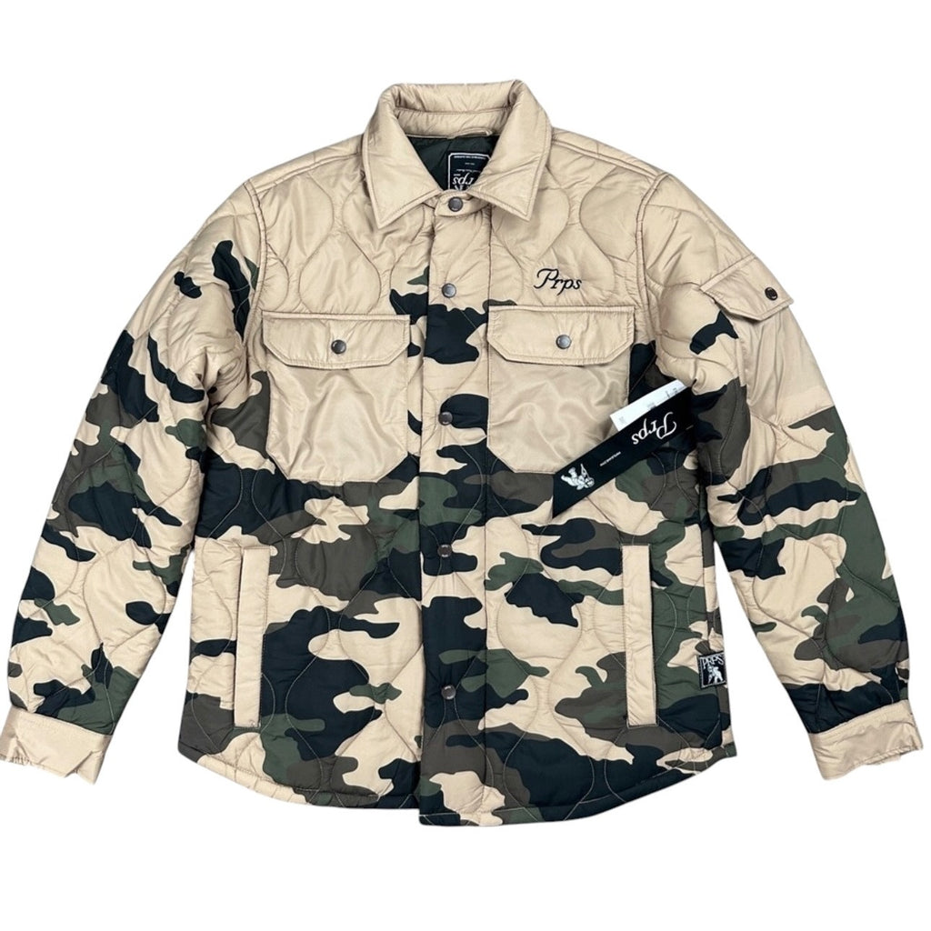 PRPS Hunter Khaki Camouflage Quilted Puffer Jacket - Small