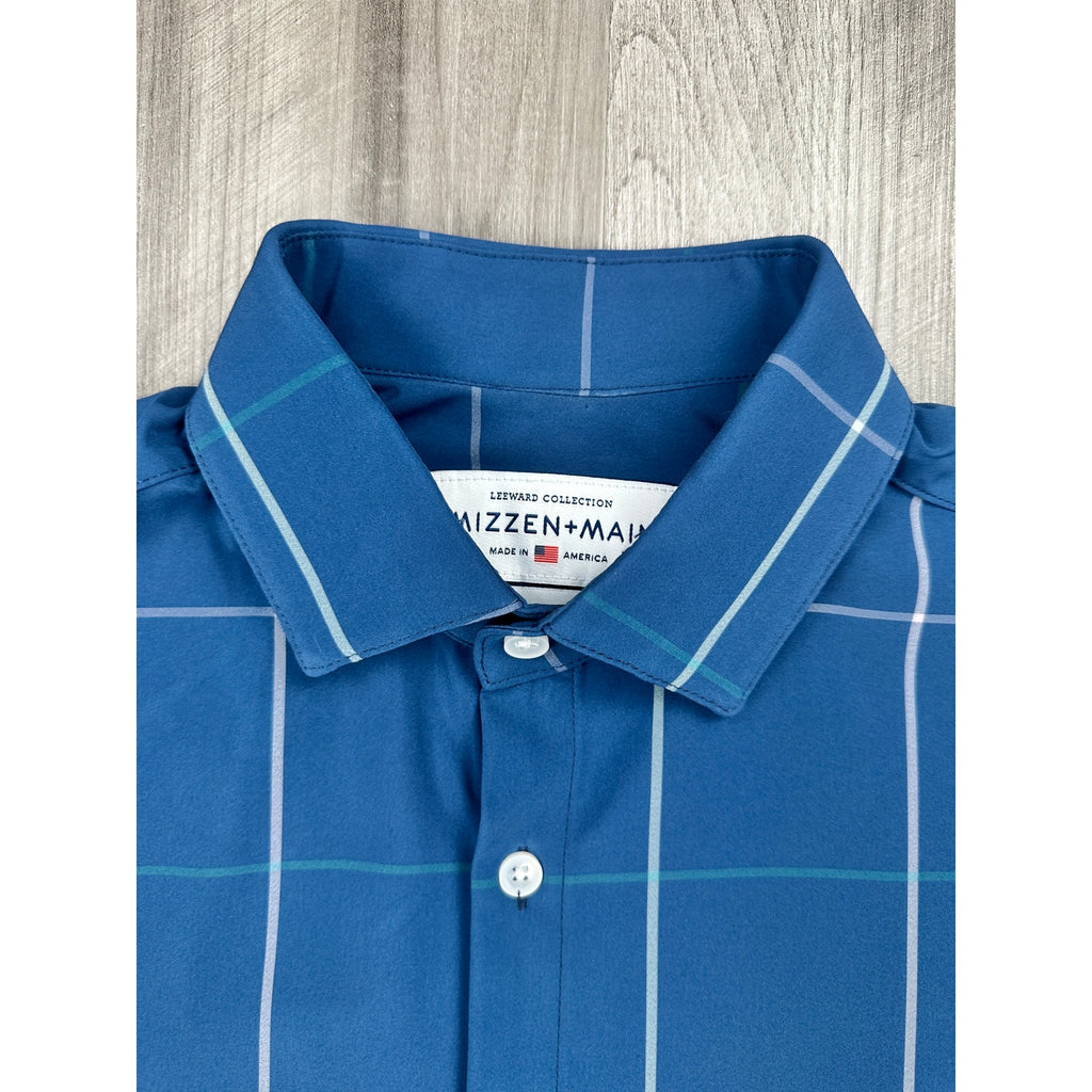 Mizzen+Main Leeward Collection Trim Fit Windowpane Long Sleeve Button Down Shirt — Size Medium // Preowned