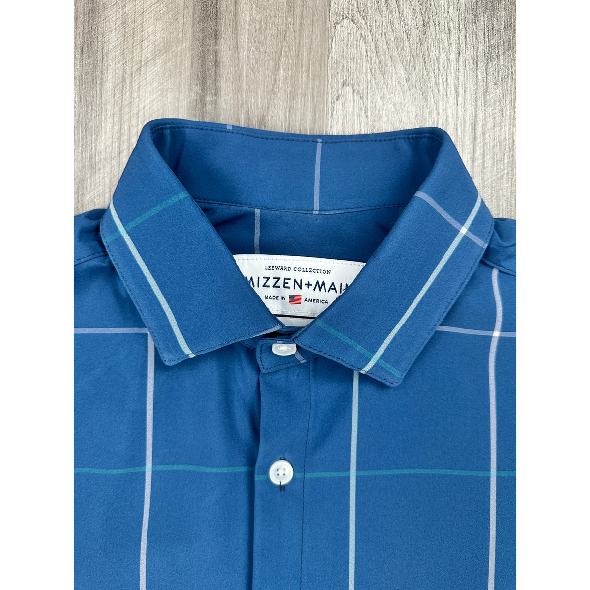 Mizzen+Main Leeward Collection Trim Fit Windowpane Long Sleeve Button Down Shirt — Size Medium // Preowned