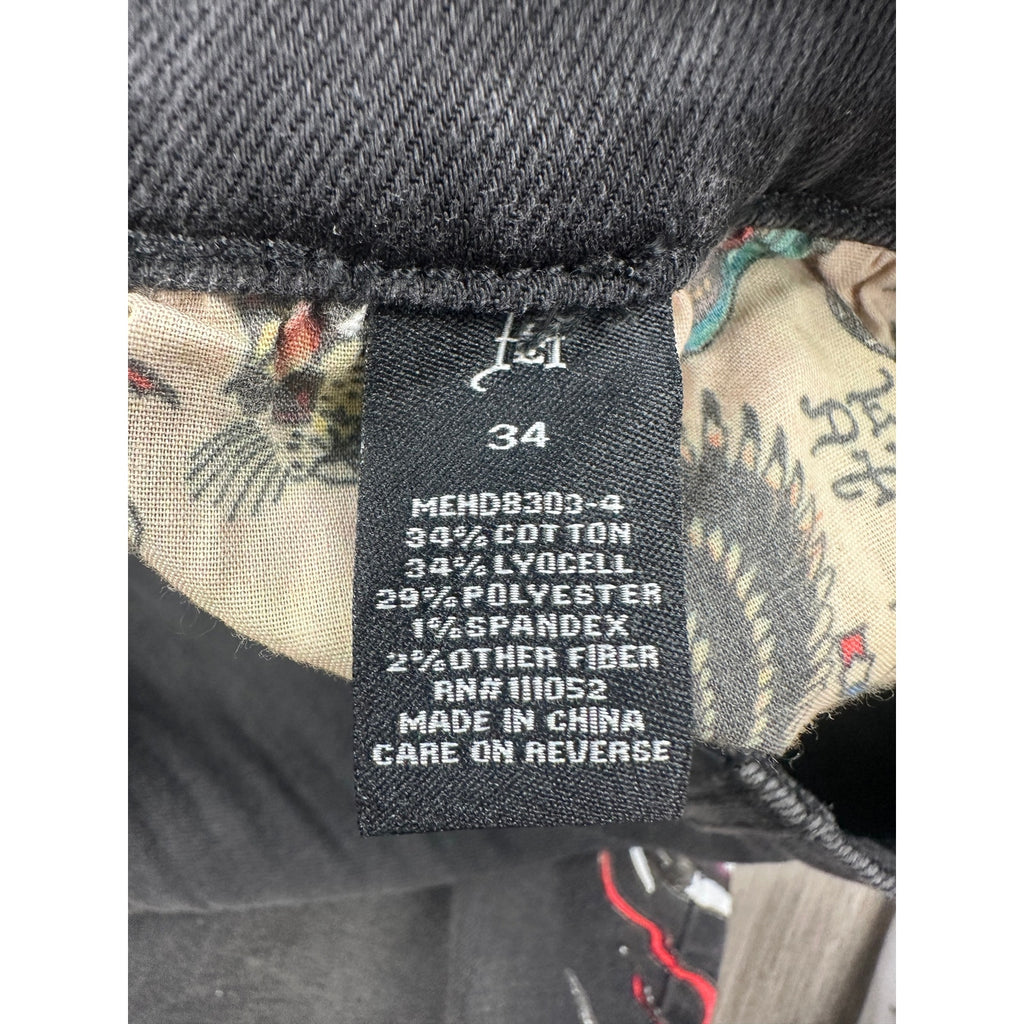 Ed Hardy Stacked Boot Cut Stretch Jeans in Black Wash — Size 34