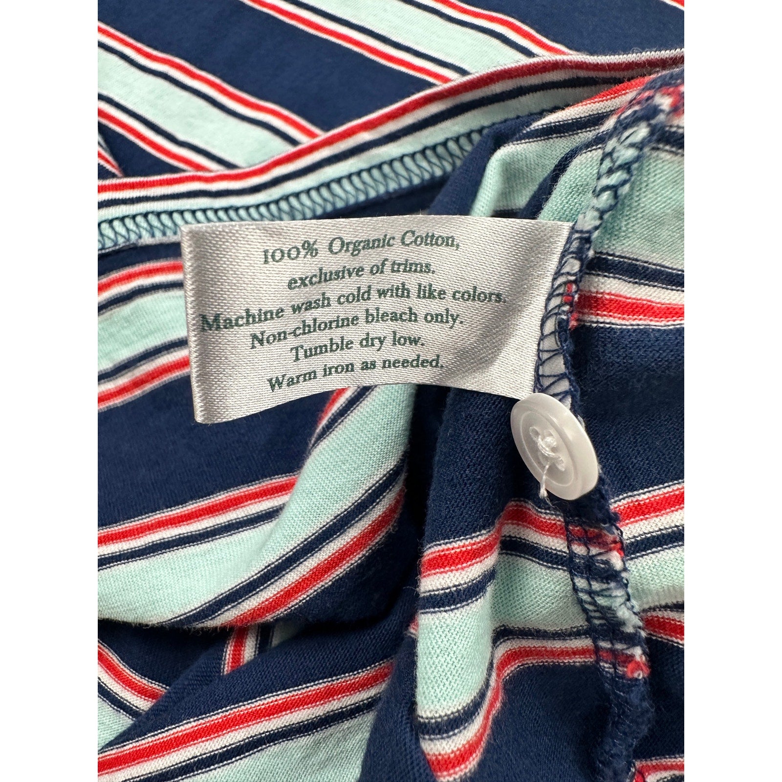 Criquet Striped Players Pocket Polo in Navy, Red, Seafoam Green — Size Medium // Preowned