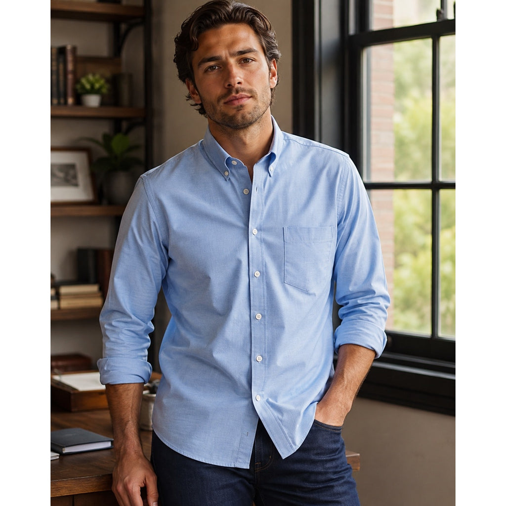 Under 5'10 Stretch Oxford Button Down Shirt in Light Blue — Size Large