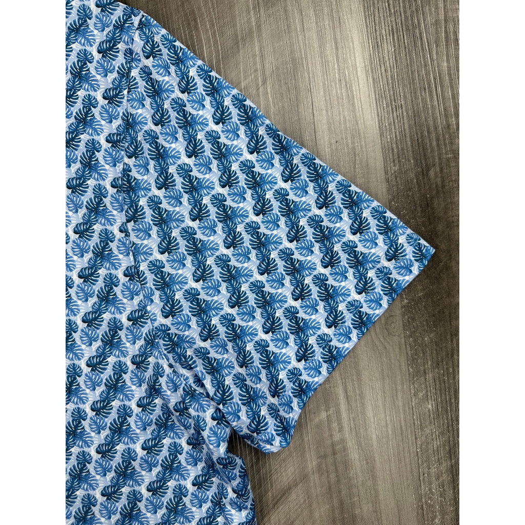 7 Diamonds Palm Leaf 4 Way Stretch Performance Jersey Polo in Blue — Size XL