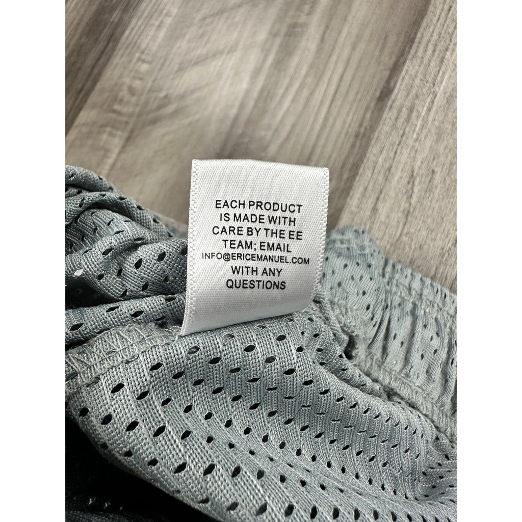 Eric Emanuel Bolt Mesh Gym Shorts in Gray, Blue and White — Size XL // Preowned