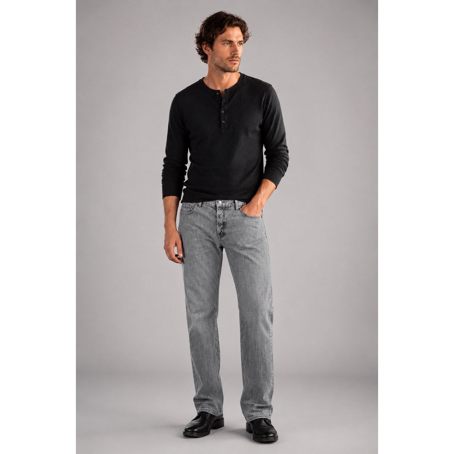 John Varvatos Star USA Authentic Fit Straight Leg Jean in Gray Wash — 36x30