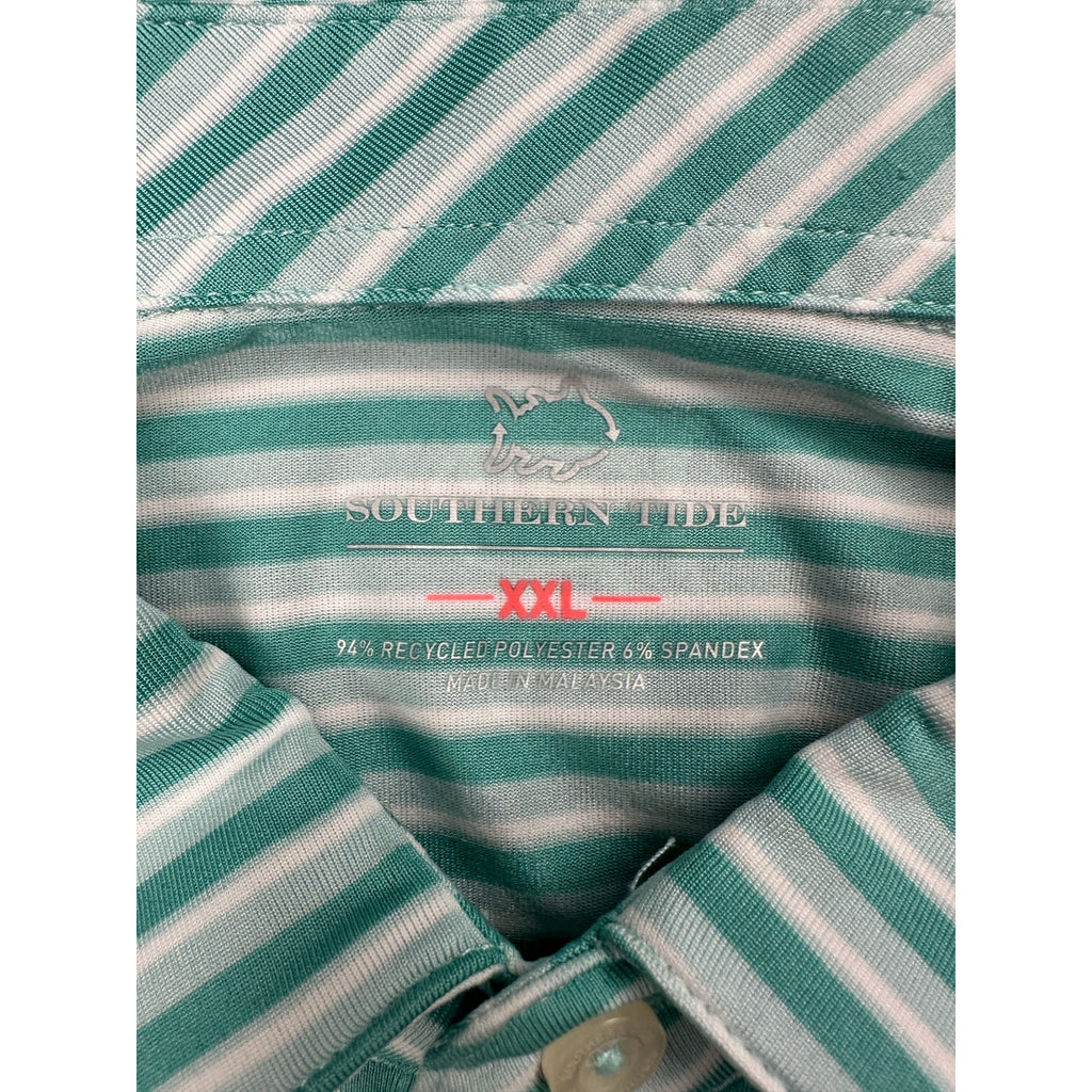Southern Tide Driver Gulf Stripe Short Sleeve Performance Polo — Size 2XL // Preowned