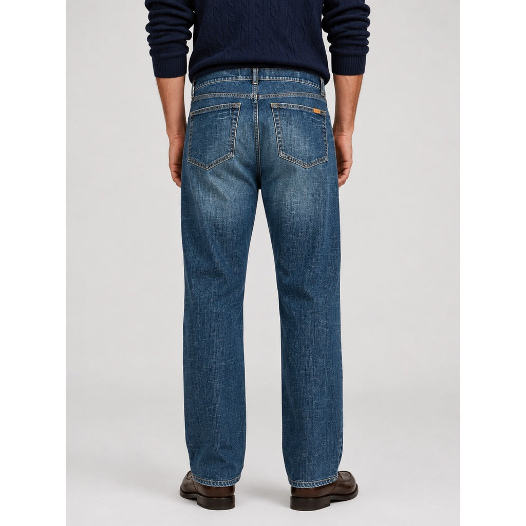 Façonnable Jeans Modele F40 Straight Leg Jean in Medium Blue Wash — Size 36
