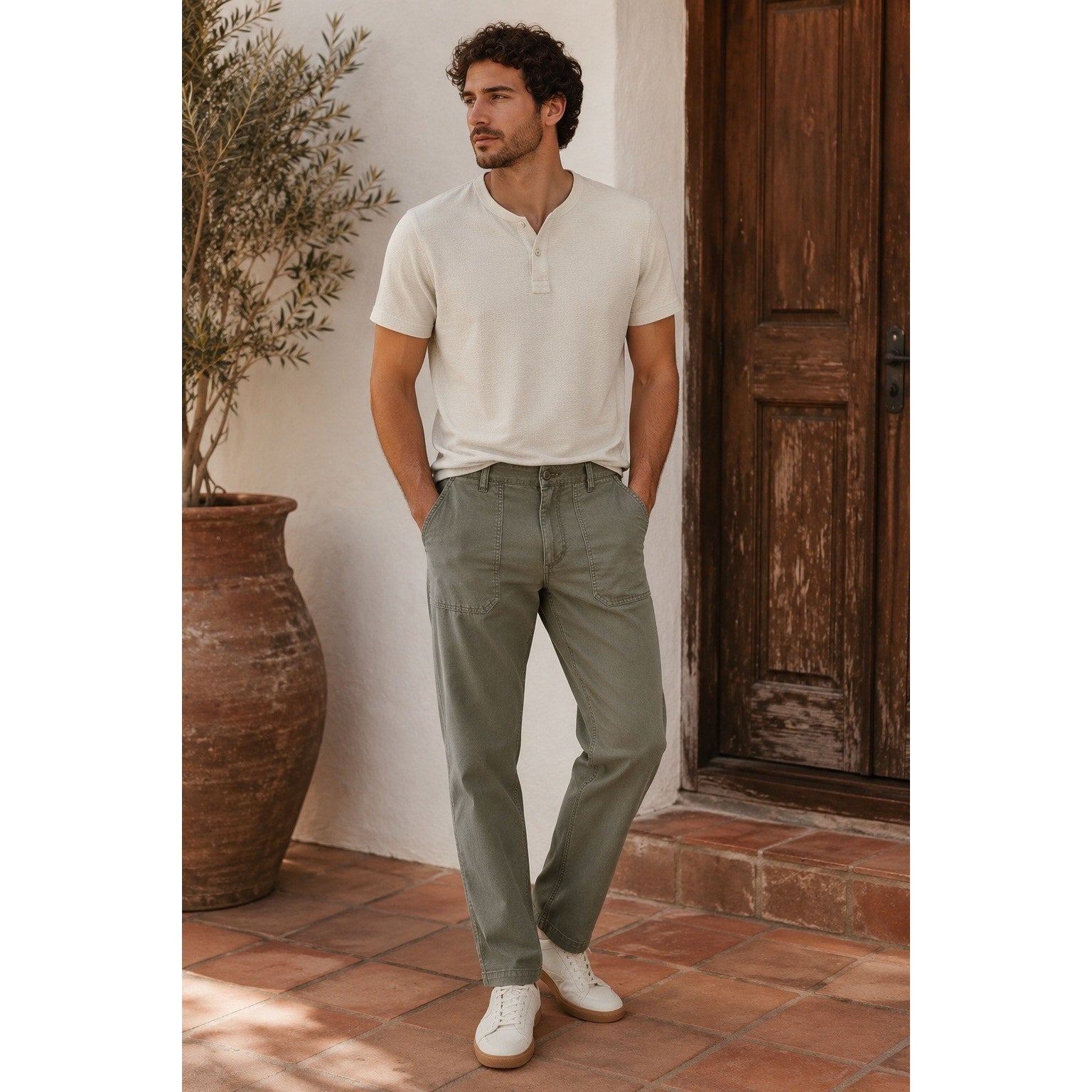 Liverpool Los Angeles The Utility Pant in Pewter Green — Size 31x32