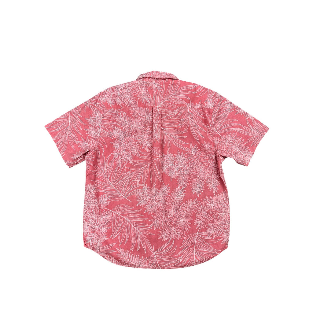 Tommy Bahama Shellrossa Palm Leaf Cotton Short Sleeve Camp Shirt in Hula Pink — Size Large