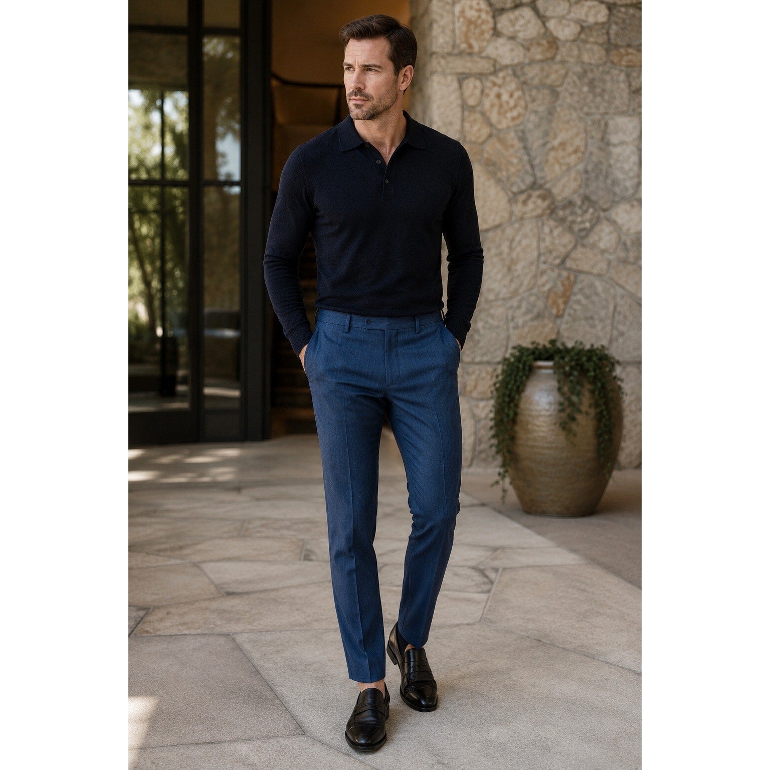 BOSS Hugo Boss Genius5 Slim Fit Wool Dress Pants in Open Blue, Navy — Size 34R