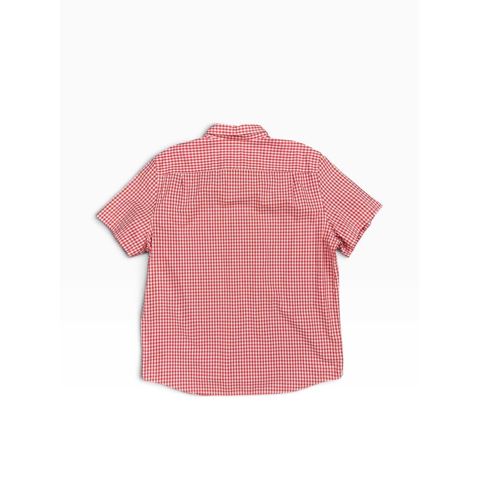 Lacoste Short Sleeve Regular Fit Gingham Poplin Shirt in Red, White — Size XL // Preowned
