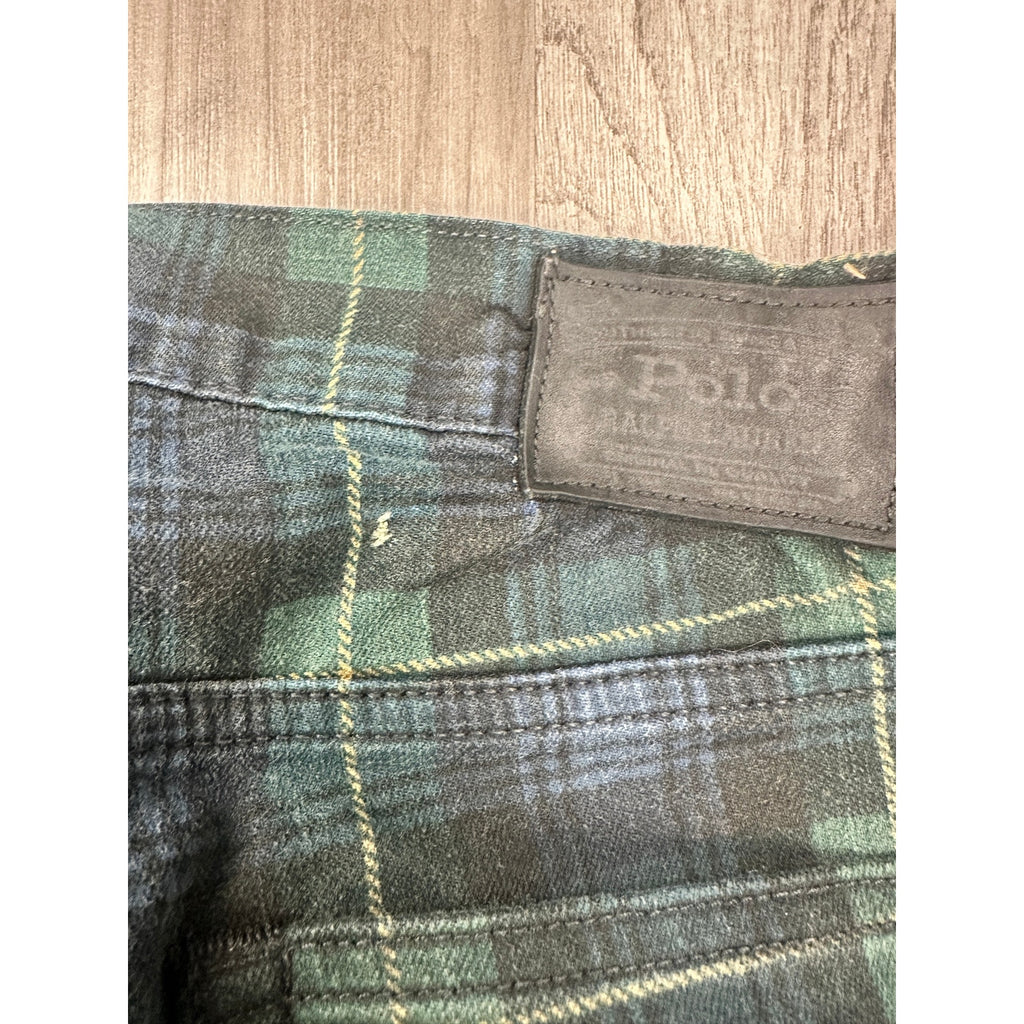 Polo Ralph Lauren Plaid Sullivan Slim Jean in Navy Green Yellow — Size 31x32 // Preowned