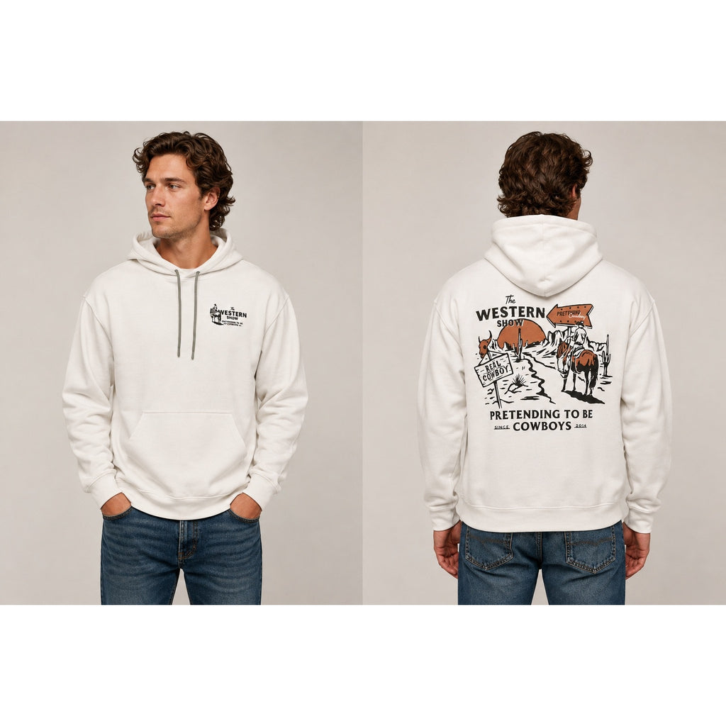 Sendero Provisions The Western Show Pretending to Be Cowboys Hoodie in Vintage White — Size Small // Preowned
