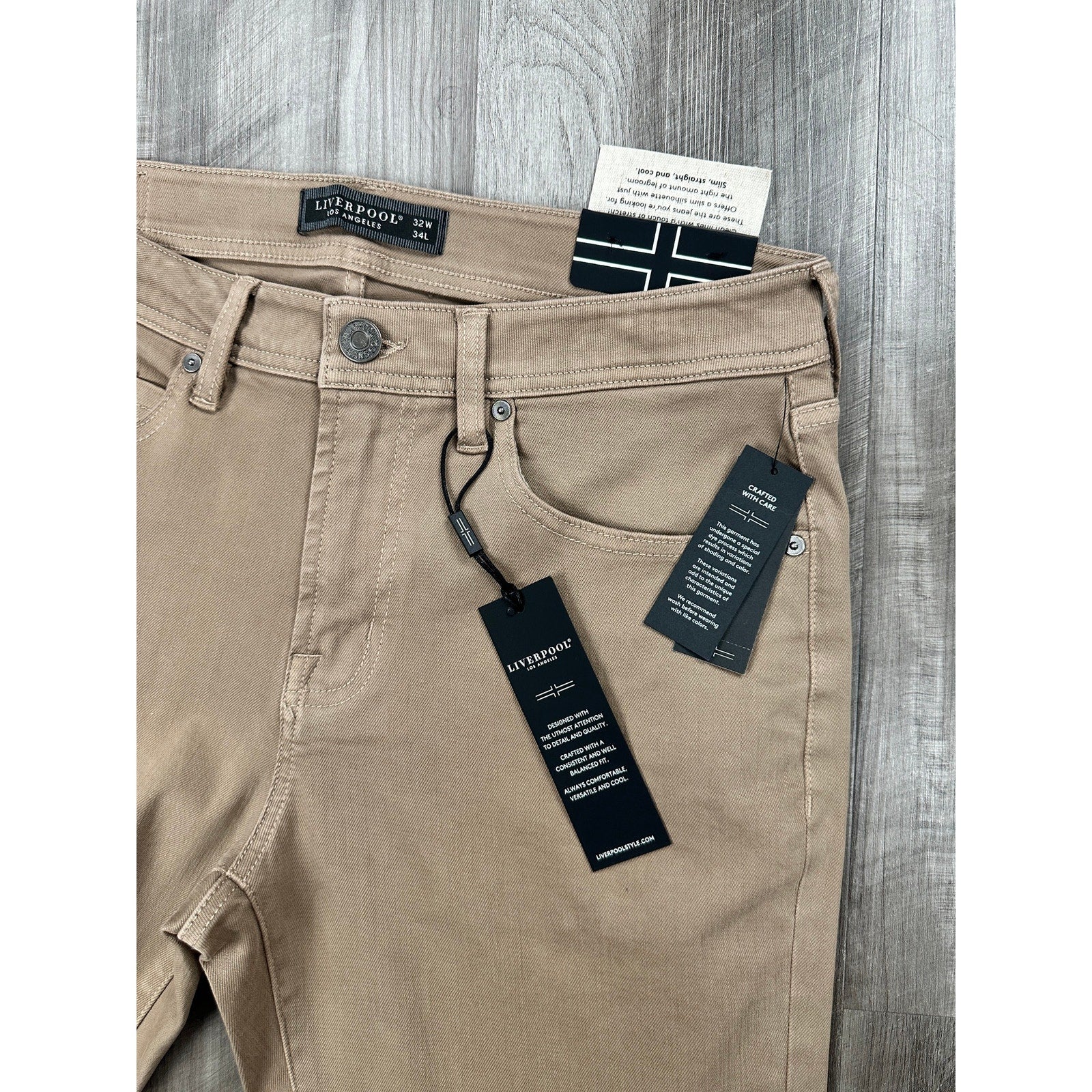 Liverpool Los Angeles Kingston Modern Straight Stretch Jean in Taupe — Size 32x34