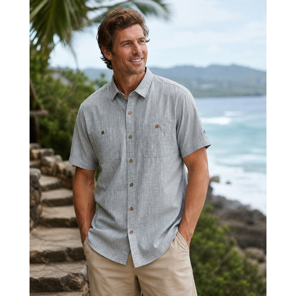 Kuhl Karib Short Sleeve Button Down in Blue Gray and White — Size XL // Preowned