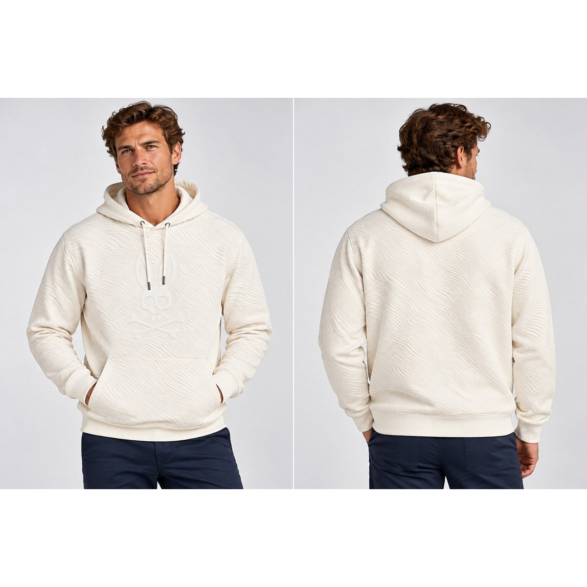 Psycho Bunny Kendrick Textured Pullover Hoodie — Size Large