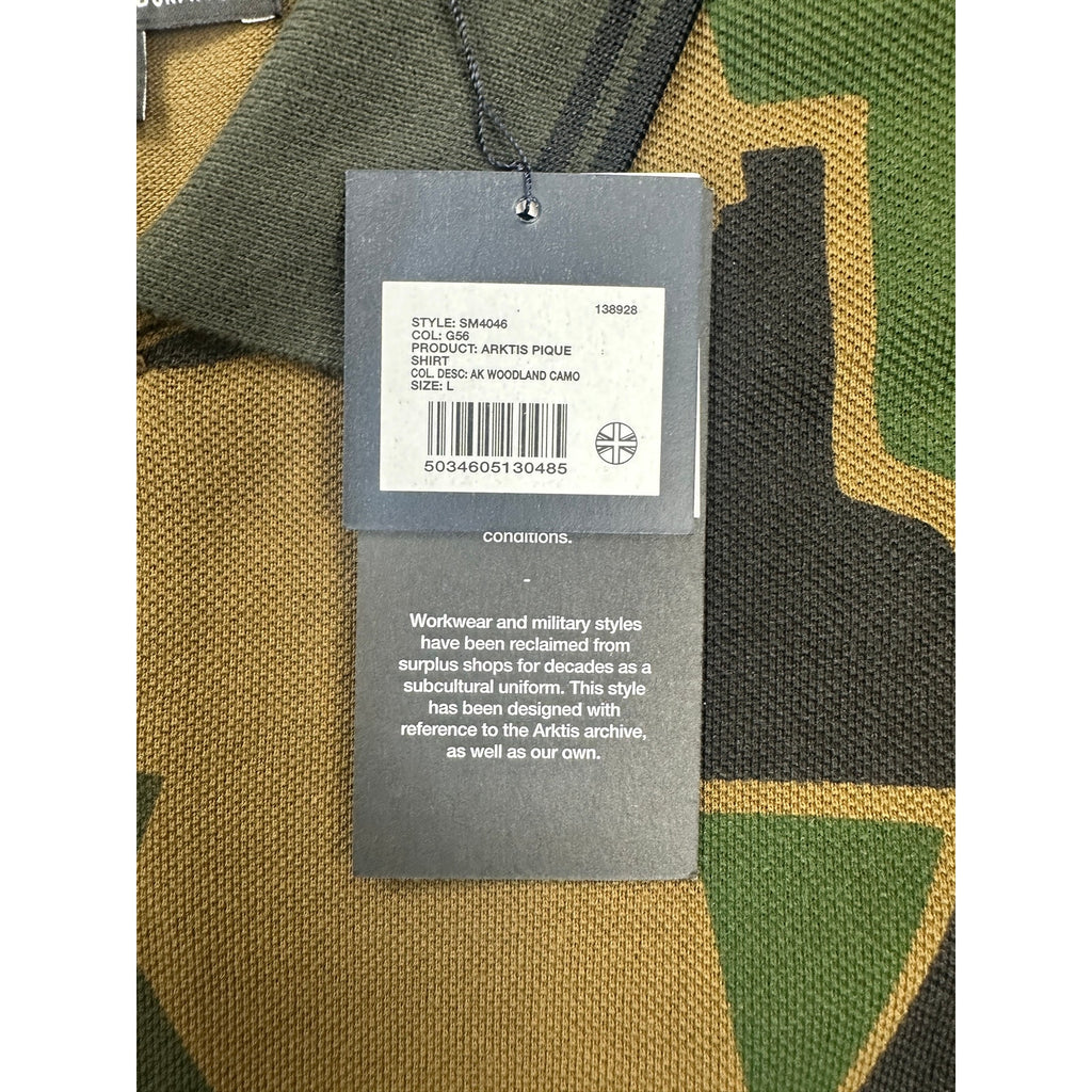 Fred Perry x Arktis Limited Edition Arktis Pique Polo Shirt in Woodland Camo — Size Large