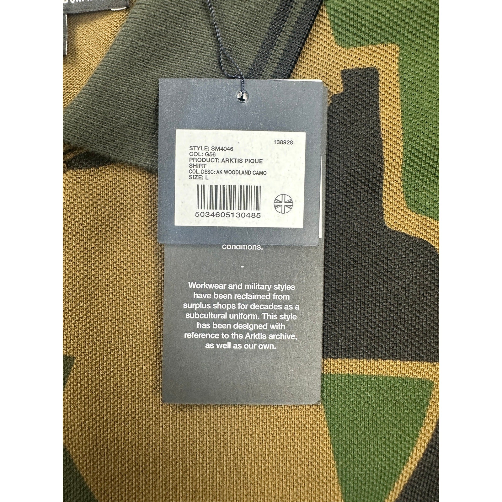 Fred Perry x Arktis Limited Edition Arktis Pique Polo Shirt in Woodland Camo — Size Large