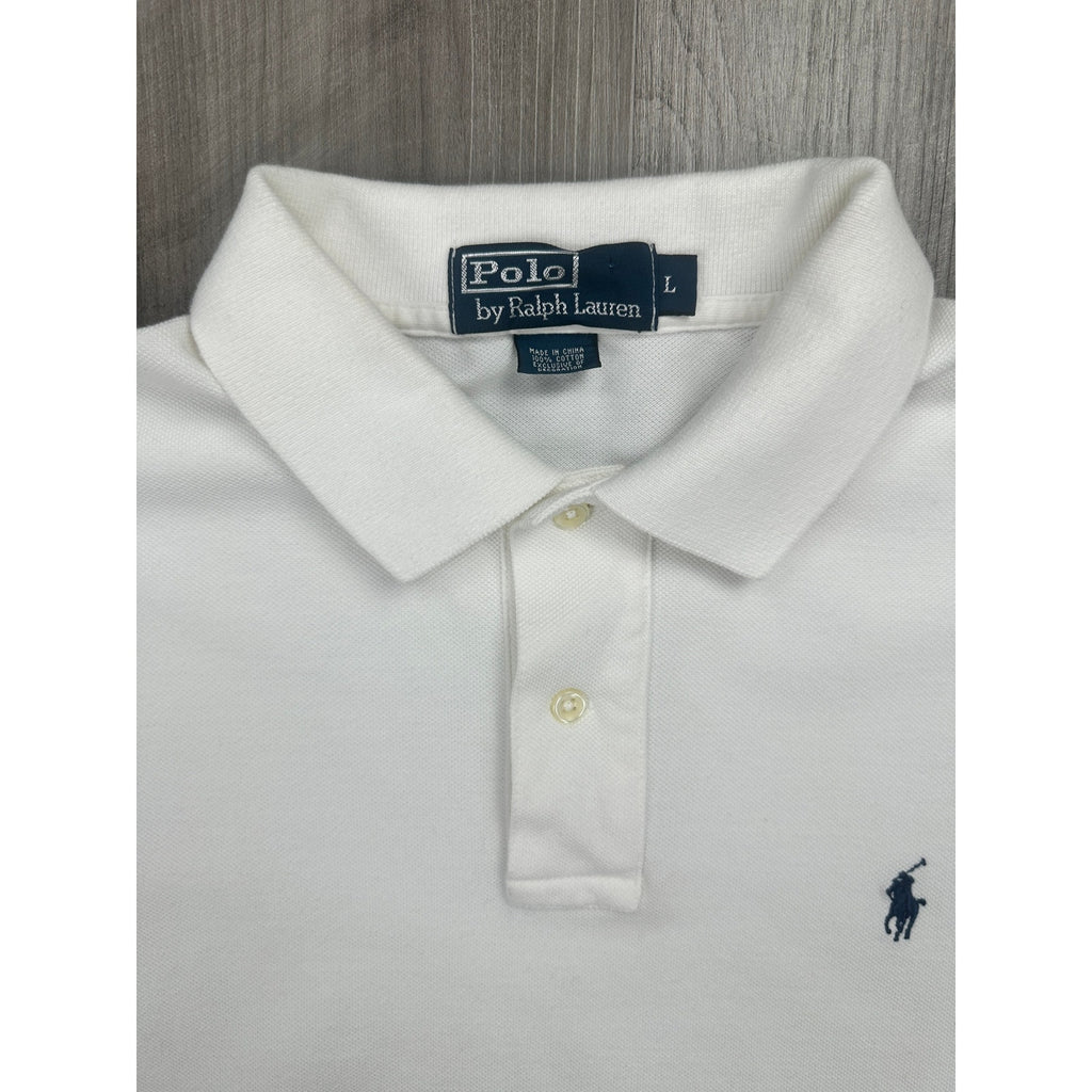 Polo Ralph Lauren Mesh Knit Polo in White — Size Large // Preowned