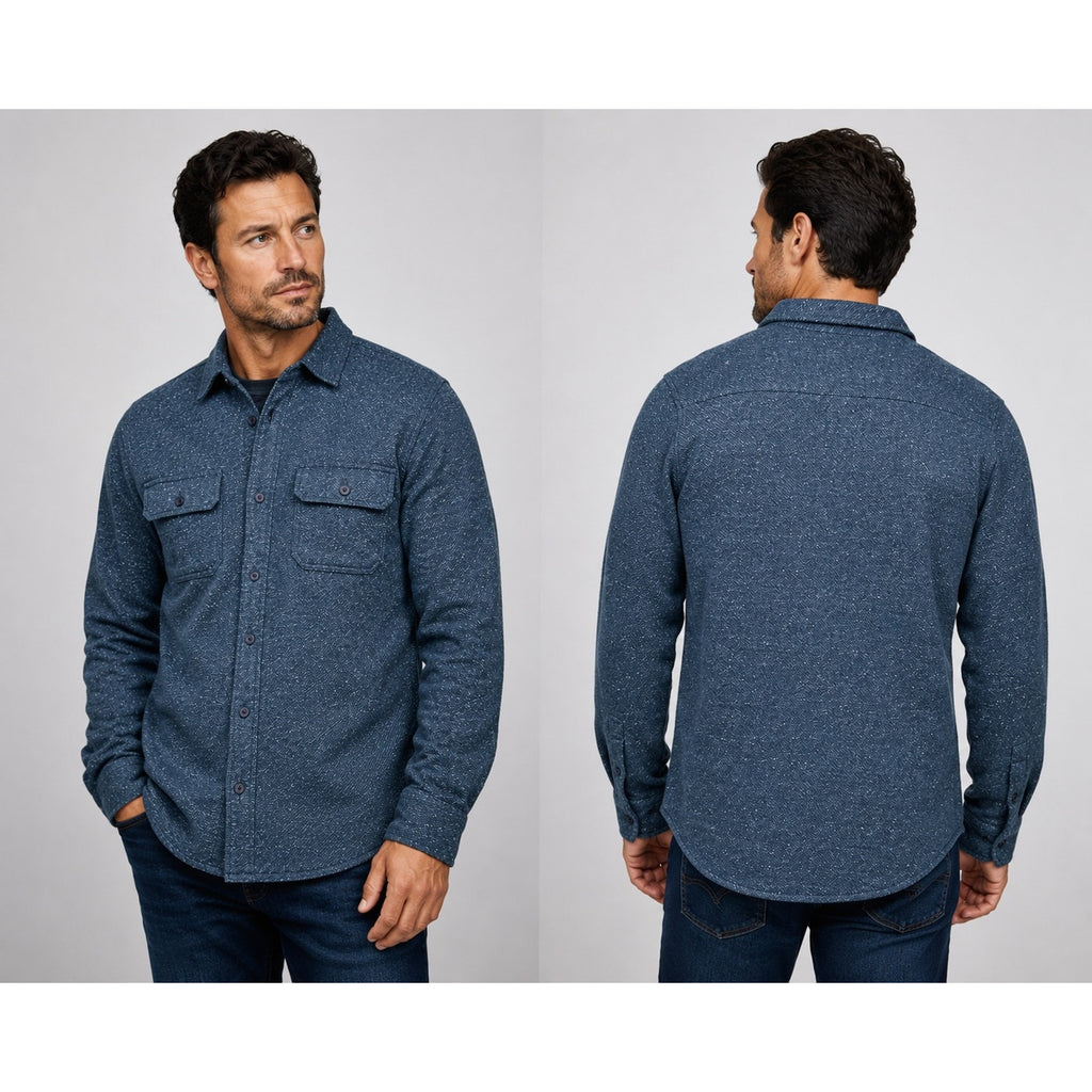 Robert Graham Vigano Knit Classic Fit Long Sleeve Over Shirt in Blue — Size Medium