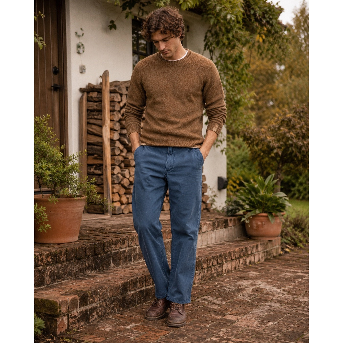 Polo Ralph Lauren Vintage Flying Pheasant Motif Embroidered Pocket Chino Pants in Navy — Size 36x32 // Preowned