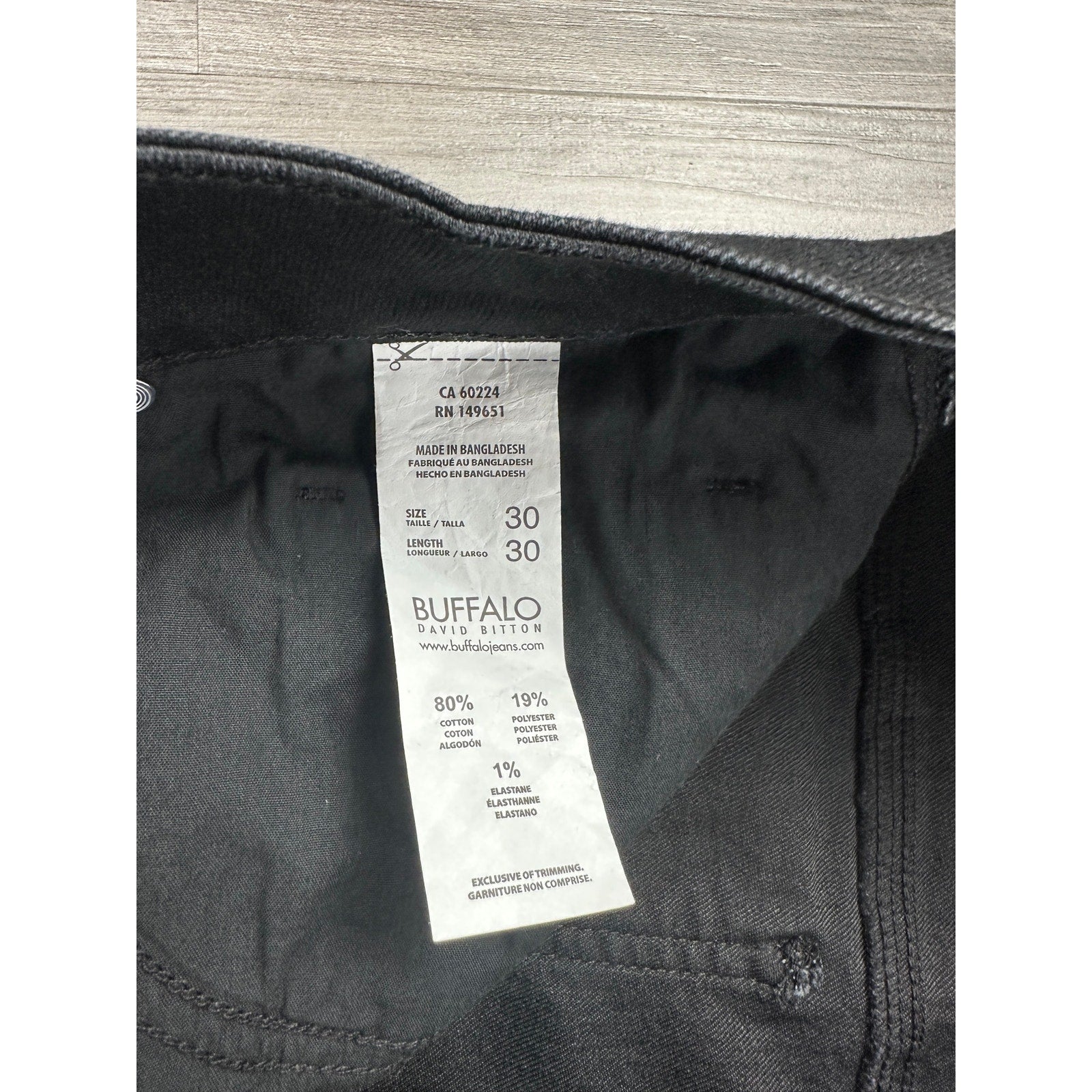 Buffalo David Bitton Ash Slim Stretch Jean in Black Rinse — Size 30x30