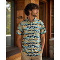 The North Face Baytrail Pattern Short Sleeve Button Down in Light Teal Navy Golden Yellow Light Olive White — Size XL // Preowned