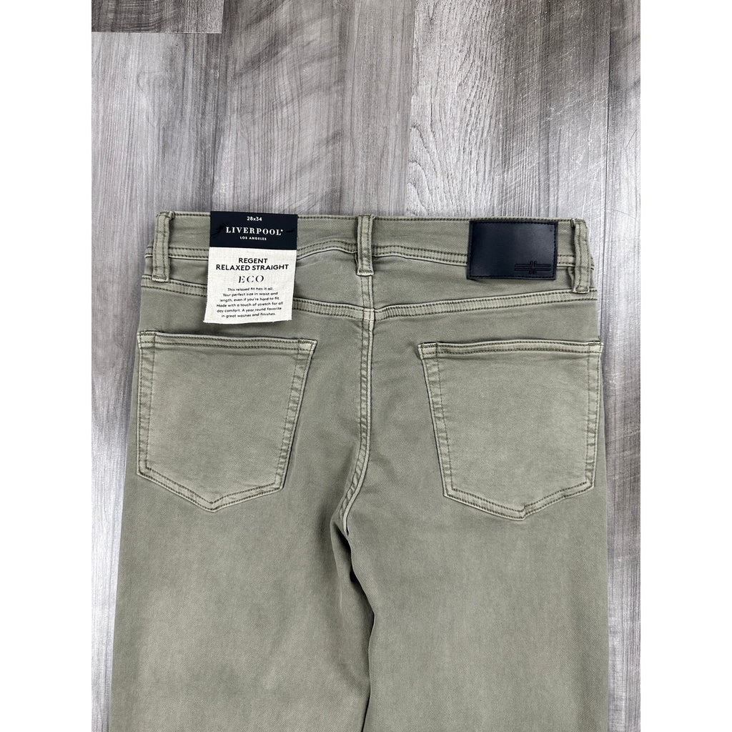 Liverpool Los Angeles Regent Relaxed Straight Stretch Jean in Pewter Green — Size 28x34