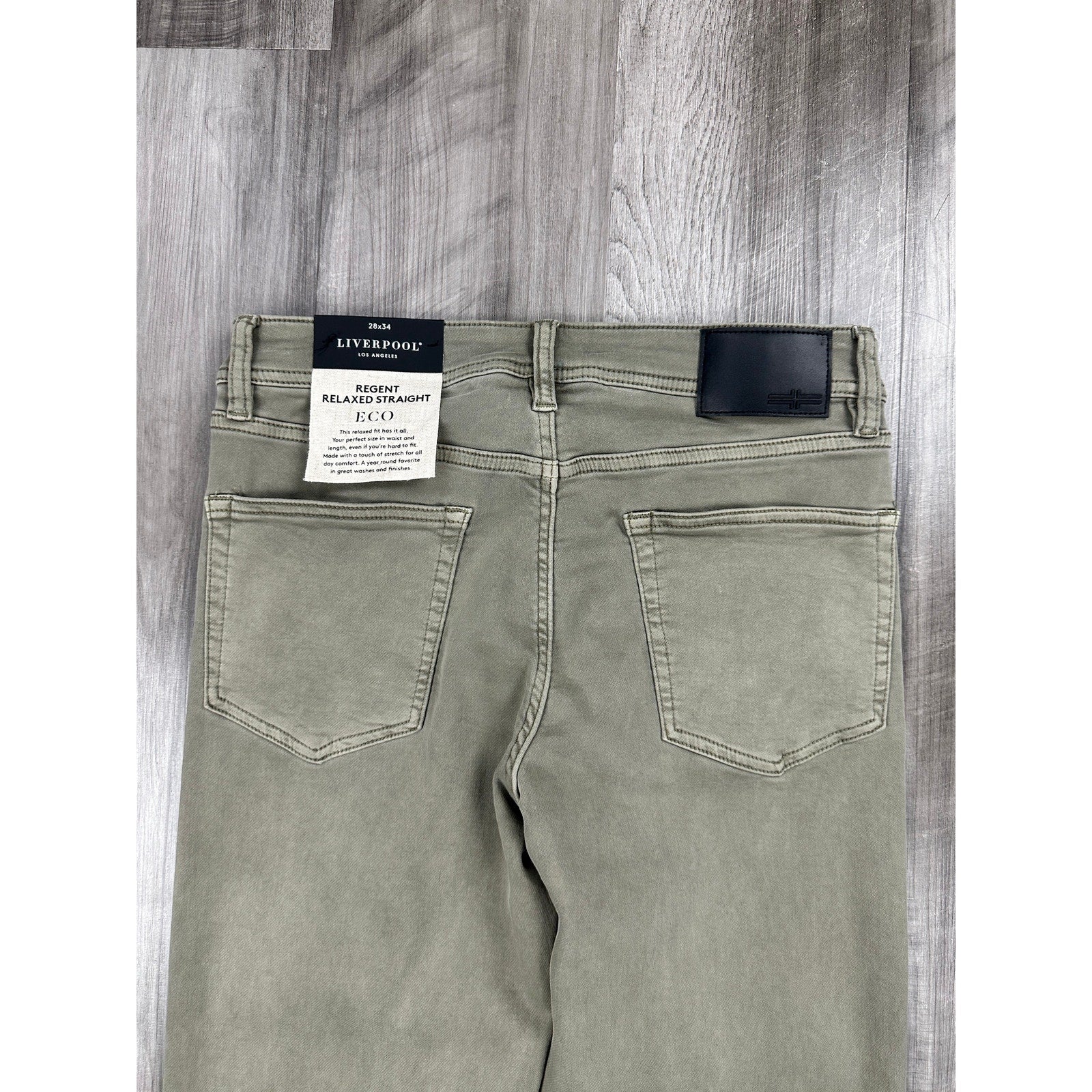 Liverpool Los Angeles Regent Relaxed Straight Stretch Jean in Pewter Green — Size 28x34