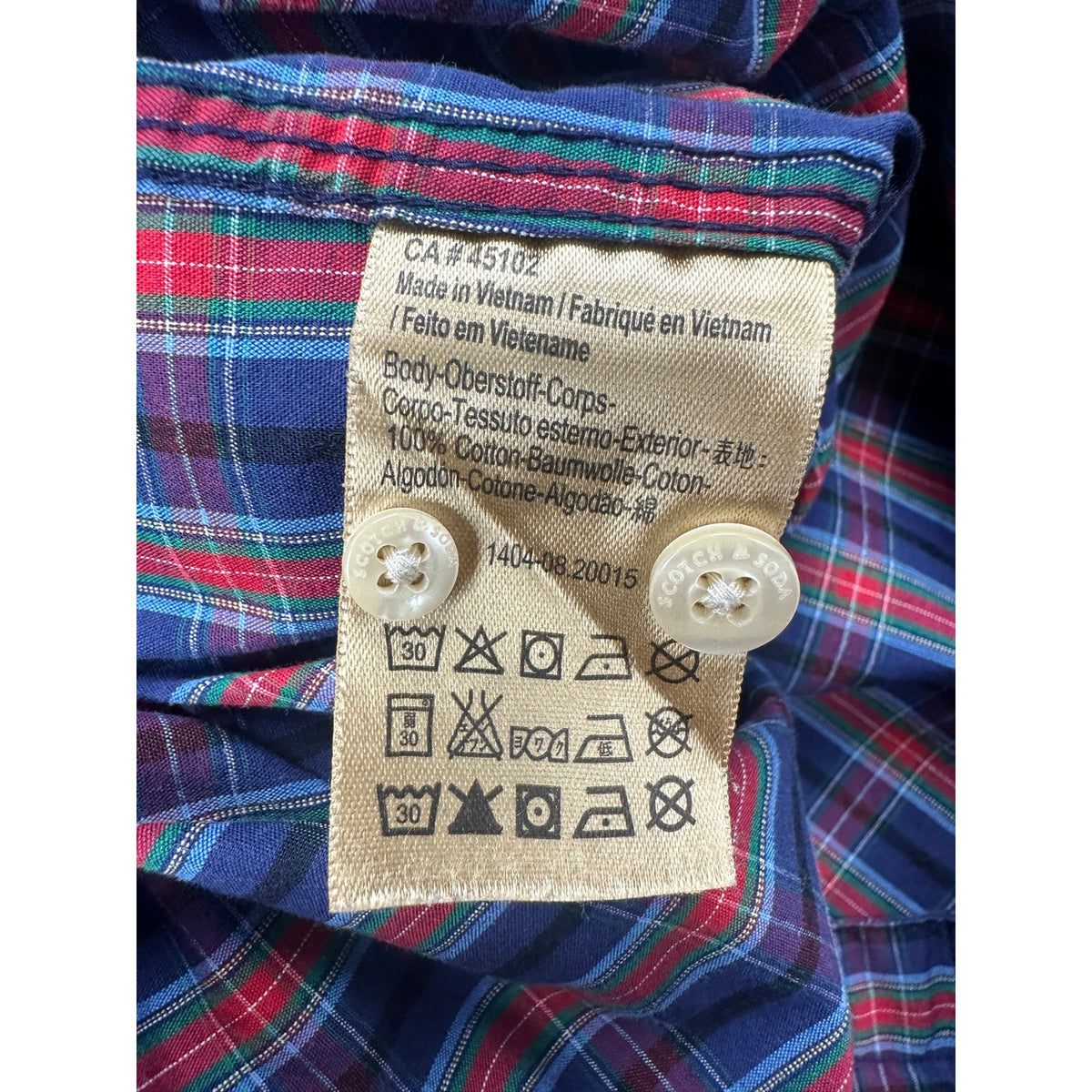 Scotch & Soda Monsieur Provocateur Plaid Long Sleeve Shirt — Size Medium // Preowned